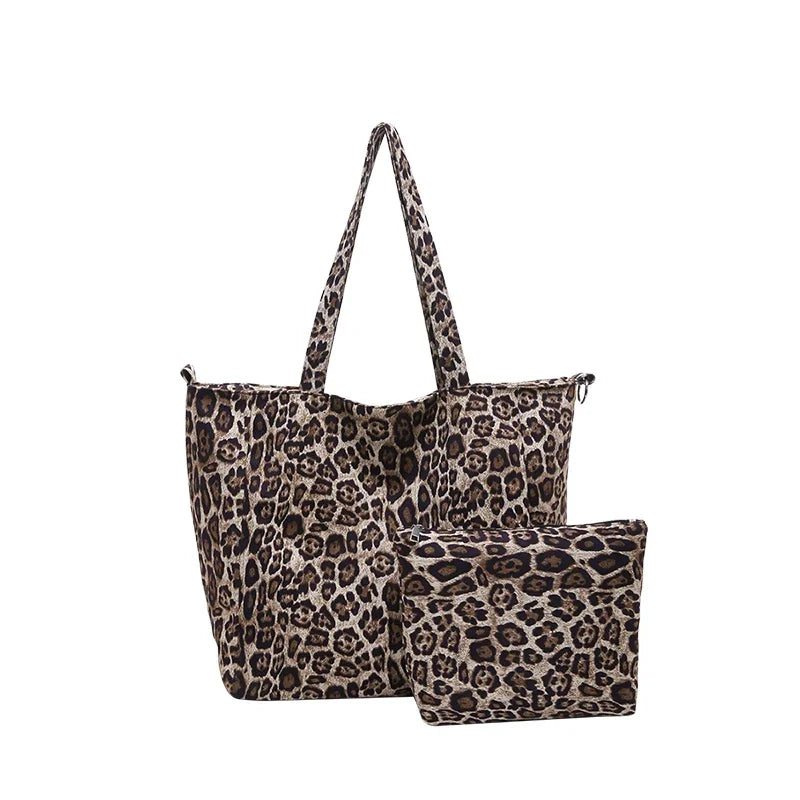 Simple Casual Shoulder Bag - Large Capacity Leopard Print Women's Handbag