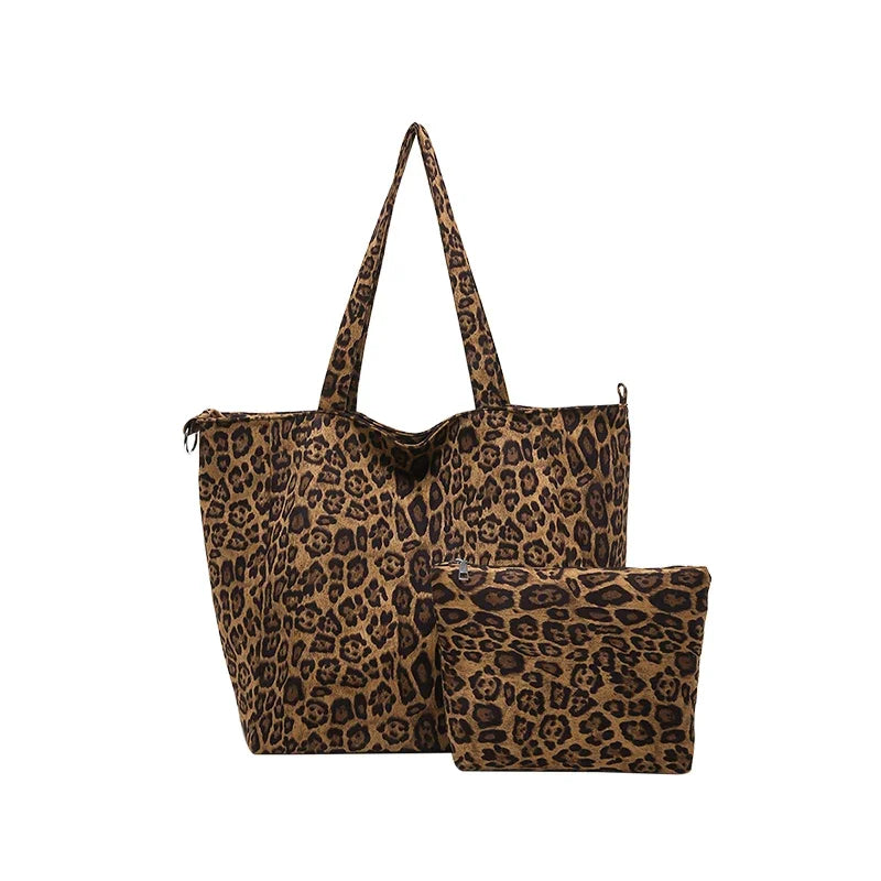 Simple Casual Shoulder Bag - Large Capacity Leopard Print Women's Handbag