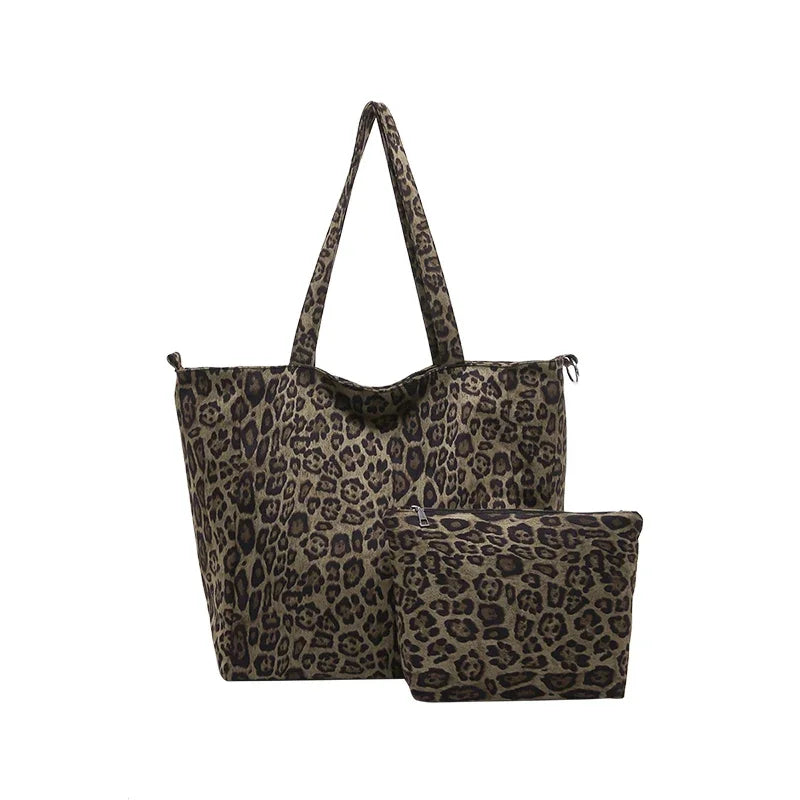 Simple Casual Shoulder Bag - Large Capacity Leopard Print Women's Handbag