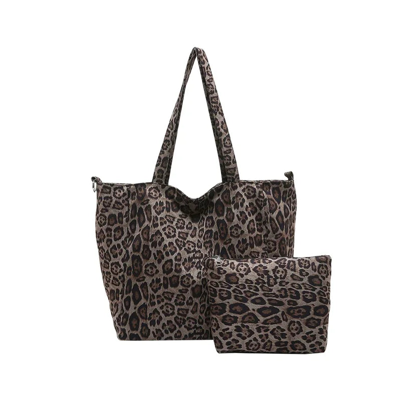 Simple Casual Shoulder Bag - Large Capacity Leopard Print Women's Handbag