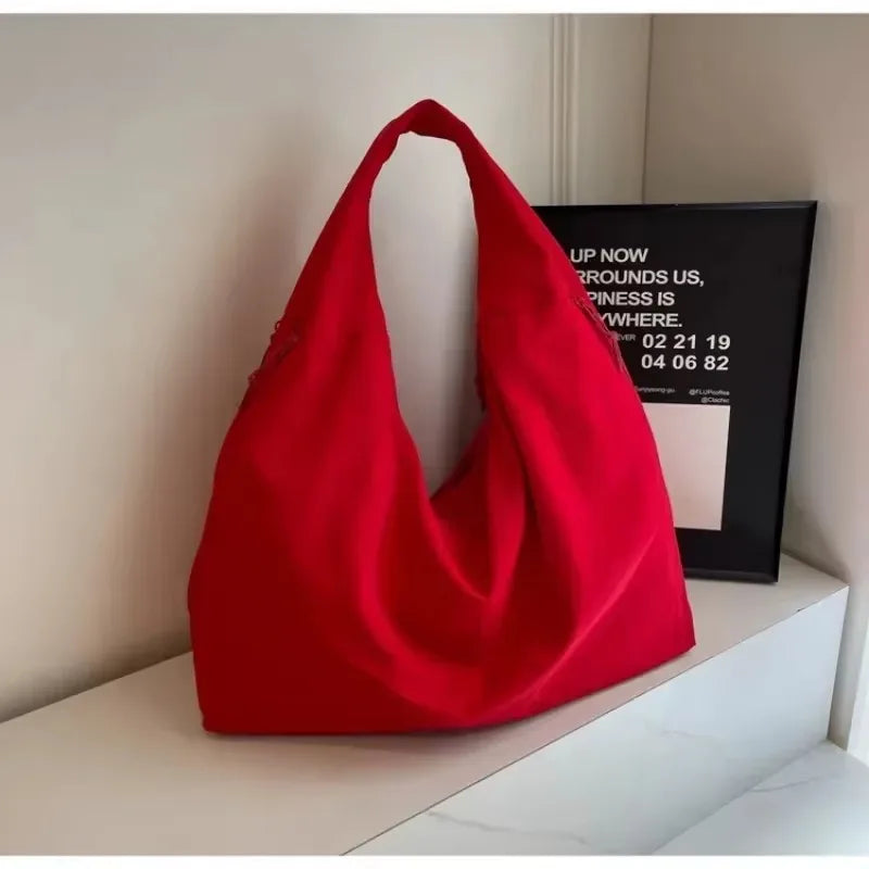 Colorful Solid Zipper Shoulder Bag - Large Capacity Tote for Women